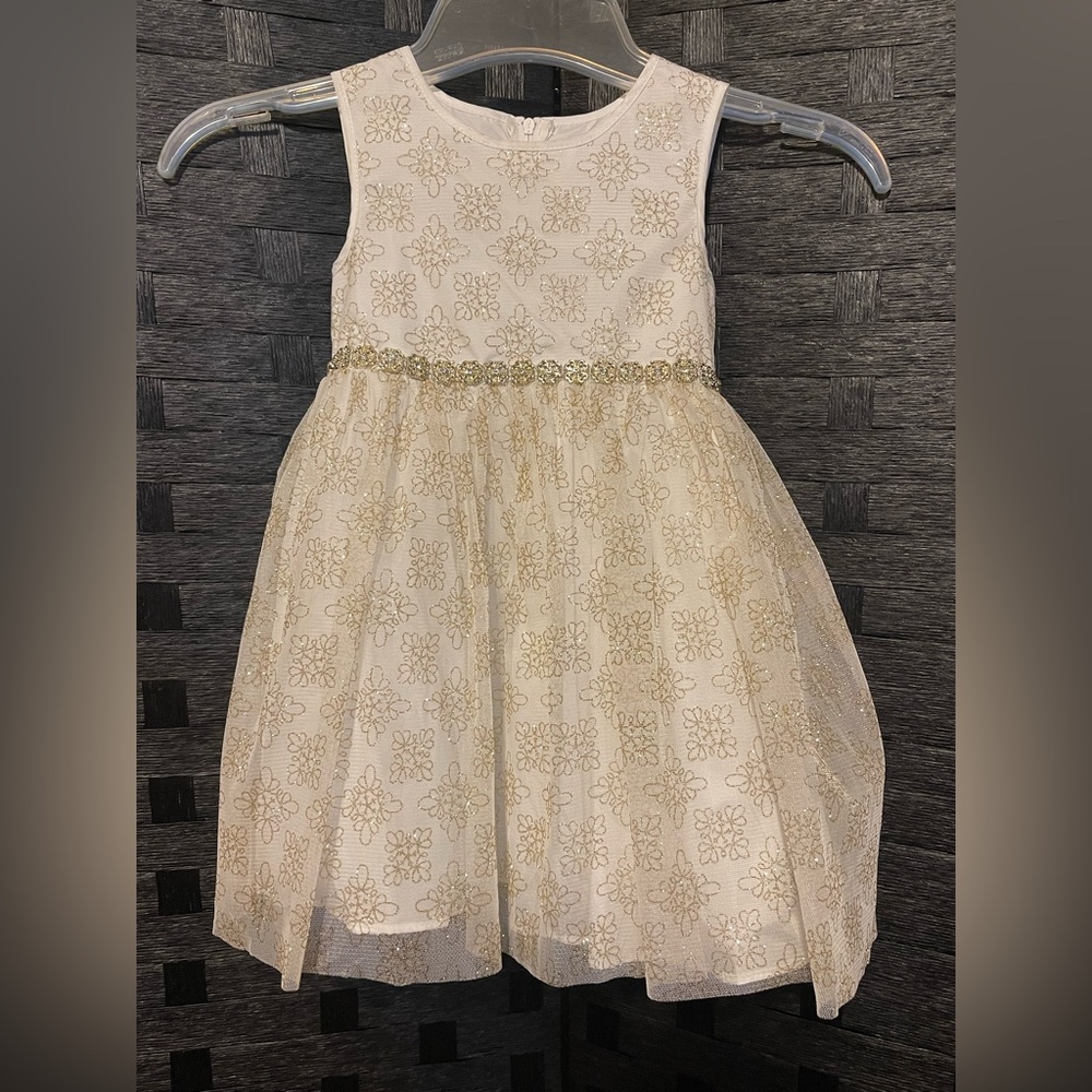 Rare Edition Little Girls 3T Embroidered Two-Tone Mesh Jeweled Waist Dress